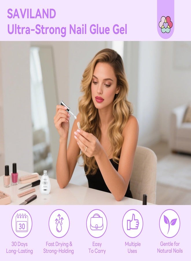 SAVILAND Advanced 6-in-1 Gel Nail Glue: 15 ML Strong Adhesive Nail Glue Gel 30-Day Lasting for Halloween Press on Nails Tips DIY Home Use - Image 5